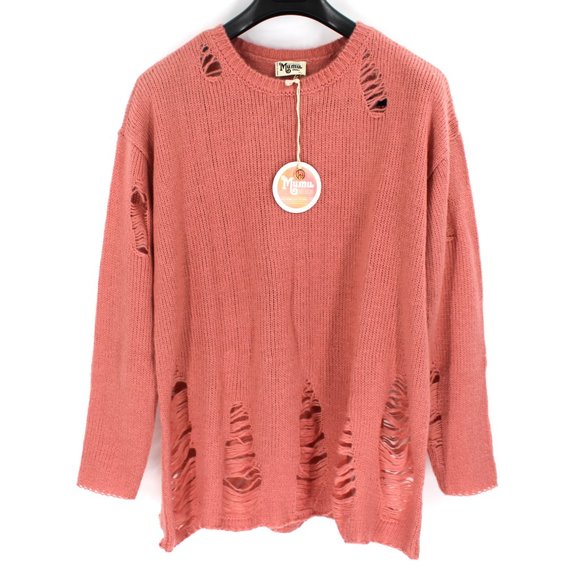 Show Me Your Mumu Tamaya Distressed Sweater Mellon Pullover...